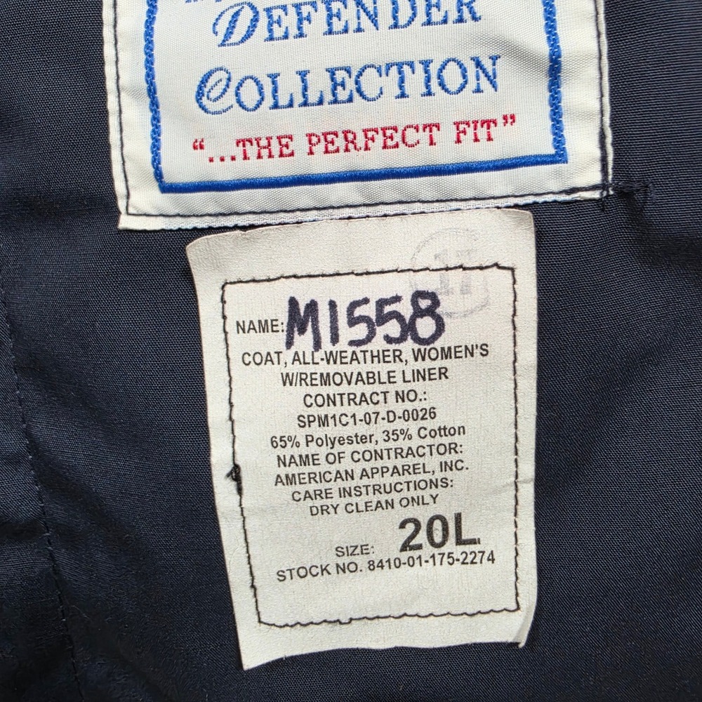 DSCP Defender Military Trench Coat Women's 20L Navy Blue All Weather Classic - Picture 14 of 16